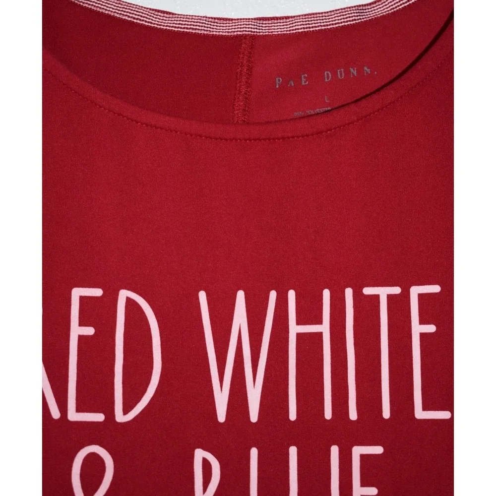 Rae Dunn RED TANK Patriotic Stretch Top RED WHITE BLUE Sleeveless Top